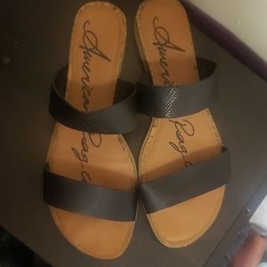Black two-strap sandals